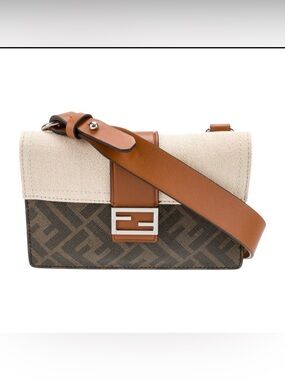 Fendi Zucca Baguette Mini Bag Brown Canvas FF Logo Crossbody